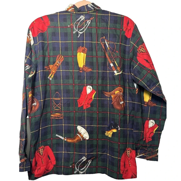 Vintage On The Verge Equestrian Button Down Top Cowgirlcore Western Womens Sz L - Picture 3 of 3